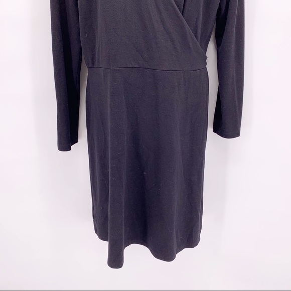 LOFT Black Long Sleeve Wrap Dress Size LP - Picture 3 of 7